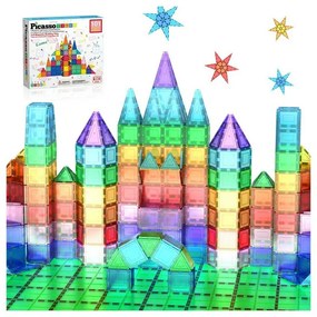 Set magnetic de construcție PicassoTiles 101piese, blocuri de construcție de bază