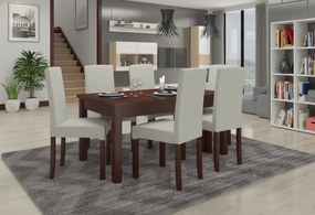 Set de masa extensibila si 6 scaune tapitate, RODOS 56, ADRK Furniture (Culoare: Stejar)