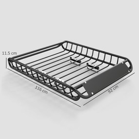 SPORTNOW Suport bagaje pentru acoperiș universal, coș de acoperiș cu protecție contra vântului, până la 150 kg, 116 x 92 x 11,5 cm pentru SUV-uri, camioane, Negru | Aosom Romania