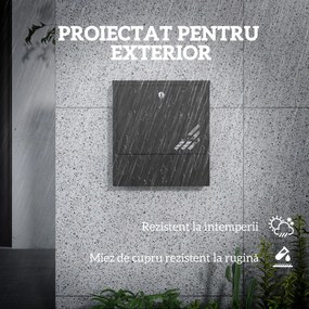 HOMCOM Cutie Poștală de Perete cu Fereastră, Încuietoare și 2 Chei, 30x8,5x32,5 cm, Gri Cărbune | Aosom Romania