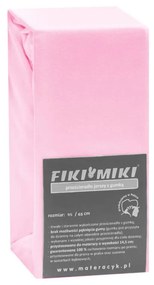 Cearsaf cu elastic jerse din bumbac roz 95/65 cm