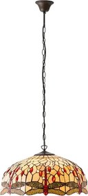 Endon 64079 - Candelabru pe lanț Tiffany DRAGONFLY 3xE27/60W/230V pr. 50 cm
