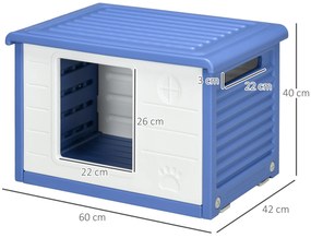 PawHut Niche pentru câini exterioară din plastic casă pentru câini cu guri de ventilație albastru și alb | Aosom Romania