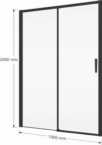 Usa dus glisanta 130 cm, grosime sticla 6 mm, tratament anticalcar, profil negru mat, Ronal Divera