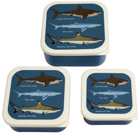 Cutii de gustări pentru copii albastru-închis 3 buc. Sharks – Rex London