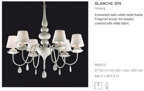 Candelabru 6 brate diametru 75cm BLANCHE SP6 BIANCO 035581