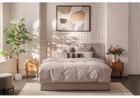 Pat matrimonial bej tapițat cu spațiu de depozitare cu somieră 180x200 cm Thessa Bold Line – Bonami Selection