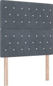 vidaXL Pat cu arc LED cu saltea Gri închis 90 x 190 cm Catifea