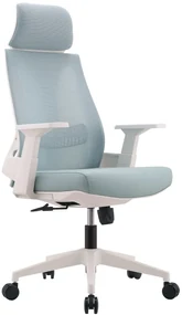 Scaun ergonomic Walker 3285, spătar mesh, sezut piele ecologica, Albastru/Alb