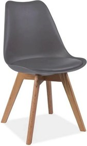 Scaun KRIS, gri/stejar, piele ecologica/lemn, 49x43x83 cm