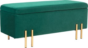 HOMCOM Bancă cu depozitare, banchetă tapițată cu spațiu de depozitare, metal, lemn de cauciuc, spumă, 100 x 40 x 42 cm, Verde | Aosom Romania