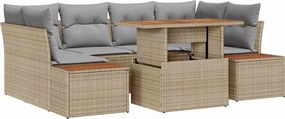 vidaXL Set de canapele pentru grădină 7 pcs Bej Rattan poli