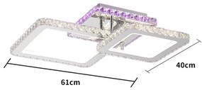 Lustra LED Cu Telecomanda, Elit's Cristal, 2 Patrate, Alb, 70W, RGB