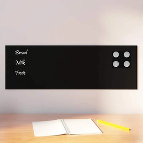 vidaXL Placă magnetică de perete neagră 60x20 cm din sticlă securizată