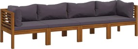 vidaXL Canapea de grădină cu 4 locuri, cu perne, lemn masiv de acacia