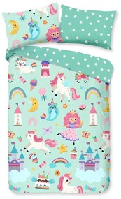 Lenjerie de pat pentru copii verde-mentă din bumbac pentru pătuț 100x135 cm Fantastic – Good Morning