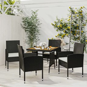 3120090 vidaXL Set mobilier de exterior, 5 piese, negru, poliratan