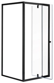 Flexi perete montat pătrat cabină de duș 80x80 cm fără tavă de duș negru