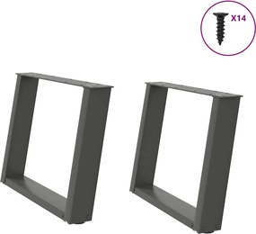 vidaXL Picioare pentru măsuță de cafea în formă de U, 2 buc., antracit, 60x(42-43) cm, oțel
