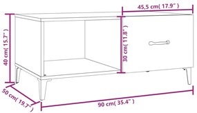 Masuta de cafea, stejar sonoma, 90x50x40 cm, lemn prelucrat 1, Stejar sonoma