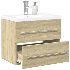 vidaXL Set mobilier de baie, 2 piese, stejar sonoma, lemn prelucrat
