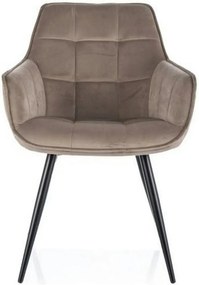 Scaun LILIA, bej inchis/negru, stofa catifelata/metal, 59x45x90 cm