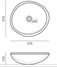 Bathco 00393 - Lavoar RIO pentru blat 52x47 cm piatră/gri