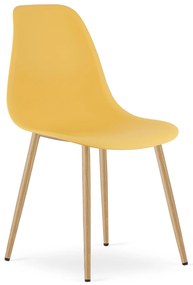 Scaun Bucatarie/Dining Velo Plus Galben Mustar Picioare Metalice Finisaj Lemn