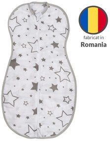 Sistem de infasat de vara din muselina cu fermoar dublu Kidizi Snugpod Galaxy Grey, pentru 4-6.5 kg, 0.3 tog