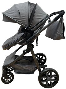 Carucior 2 in 1 cu cos de cumparaturi, transformabil, ușor și practic pentru copii 0-36 luni - CPC-34-gri