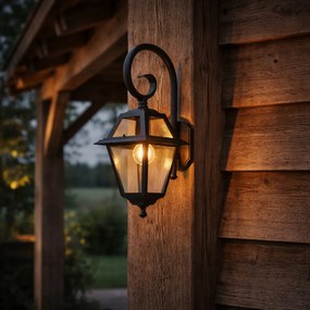 Lămpă de perete clasică de exterior neagră IP44 - Berta