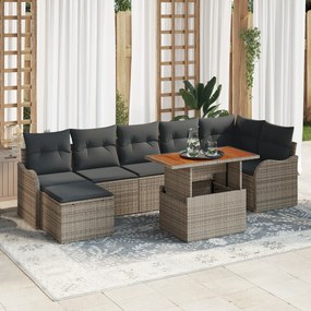 vidaXL Set de canapele pentru grădină cu pernă cu depozitare 8 pcs Gri
