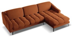 Colțar portocaliu cu tapițerie din catifea (cu colț pe partea dreaptă) Nalu – Makamii