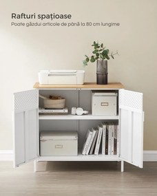 Dulap de depozitare metalic BRIX, 76x80x40cm, albă/maro SongmicsHome