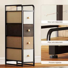 HOMCOM Comodă Slim din Material Textil cu 4 Sertare Pliabile, Mobil Compact din Oțel pentru Dormitor, Baie și Living, 20x47x84,5 cm, Multicolor | Aosom Romania