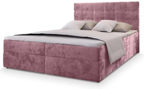 Pat boxspring tapitat GLORIEN VELVET 180x200 cm roz Saltele: Saltea cu arcuri Bonell