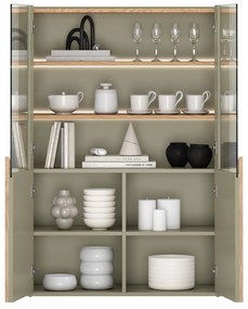 Vitrină Amilio 100 cm - eucalipt / stejar baltic dune / mânere stejar natural