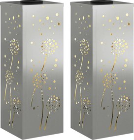 vidaXL Lumină LED Solară pentru Alei 2 pcs Argintiu Oțel galvanizat