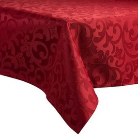 Fata de masa din Brocart cu motive florale CASA GINO ,160X150, masa 6 persoane, Rosu