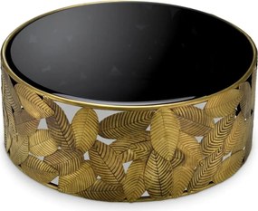 Masuta de Cafea Design LUX, Alama, Sticla, Negru, Botanico