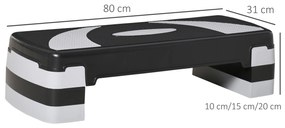 HOMCOM Stepper pentru aerobica reglabil in inaltime 10-15-20 cm, anti-alunecare, Negru si Gri | AOSOM RO