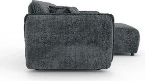 Colțar gri închis cu tapițerie din chenille (cu colț pe partea dreaptă/cu șezlong) Nelia – Ropez