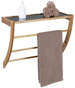 Suport pentru prosoape în culoare naturală închisă de montat pe perete din lemn Fondi – Wenko