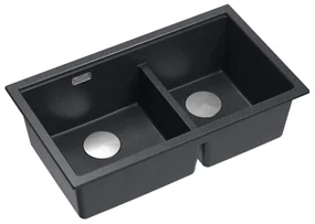 Chiuveta compozit sub blat Quadron Logan 120 negru diamant - inox 76x45 cm