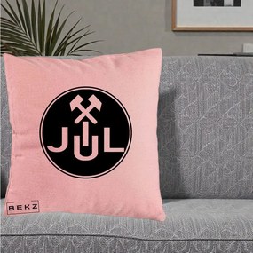 Perna Personalizata JUL Jiul Lupeni Fotbal, 40x40 cm, Roz, Husa Detasabila, Perna Inclusa, BEKZ®