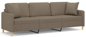 3153160 vidaXL Canapea cu 3 locuri cu perne&pernuțe gri taupe 210 cm textil