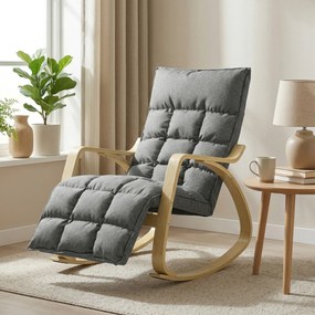 HOMCOM Fotoliu balansoar cu suport pentru picioare reglabil, fotoliu relax tapițat, gri | Aosom Romania