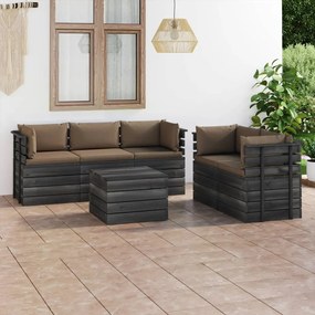 3061895 vidaXL Set mobilier grădină din paleți cu perne, 6 piese, lemn de pin