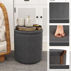 Set 2 pufuri cu spațiu de depozitare, gri