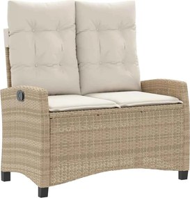 vidaXL Bancă de grădină rabatabilă cu perne, bej, poliratan